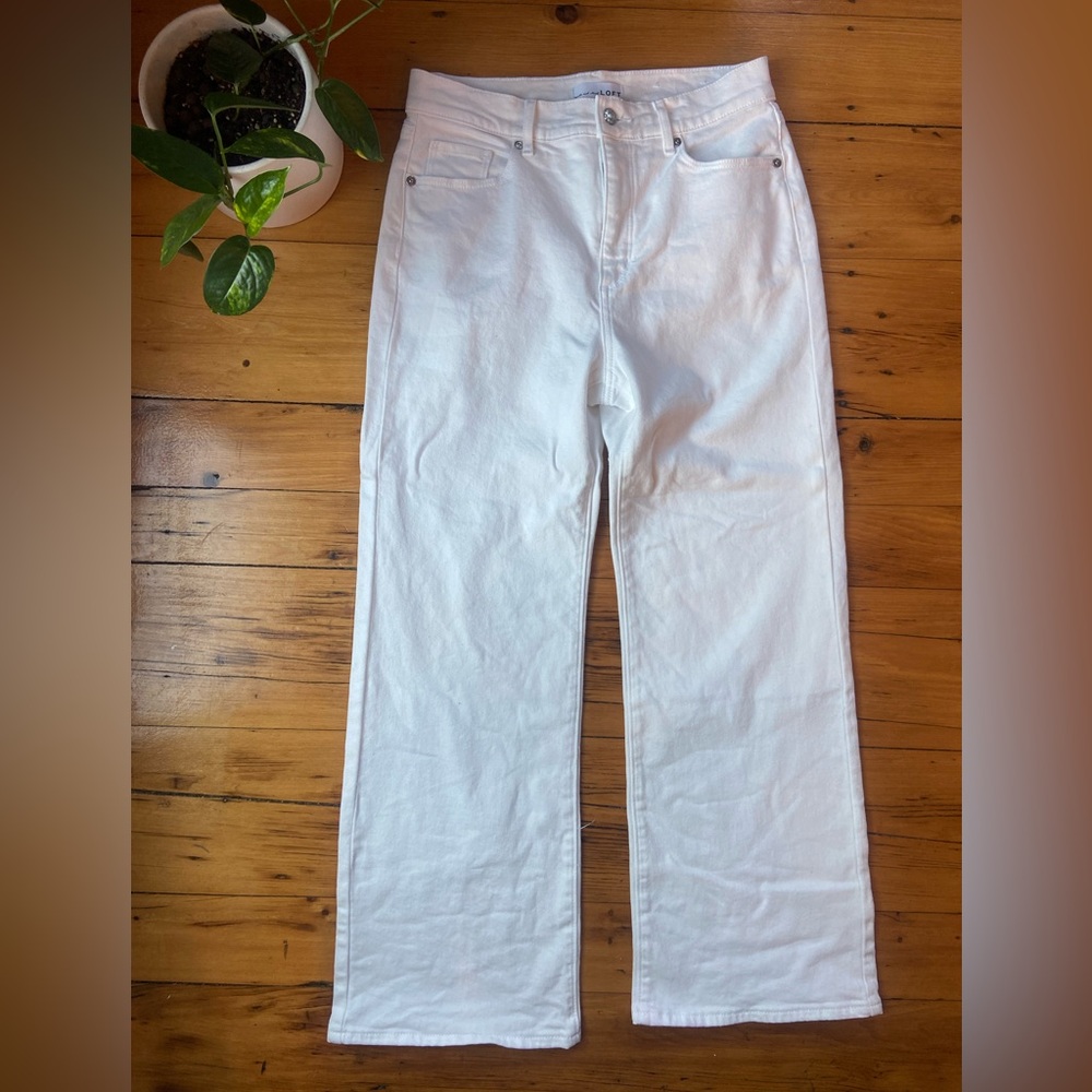 LOFT High Rise Petite White Denim Jeans